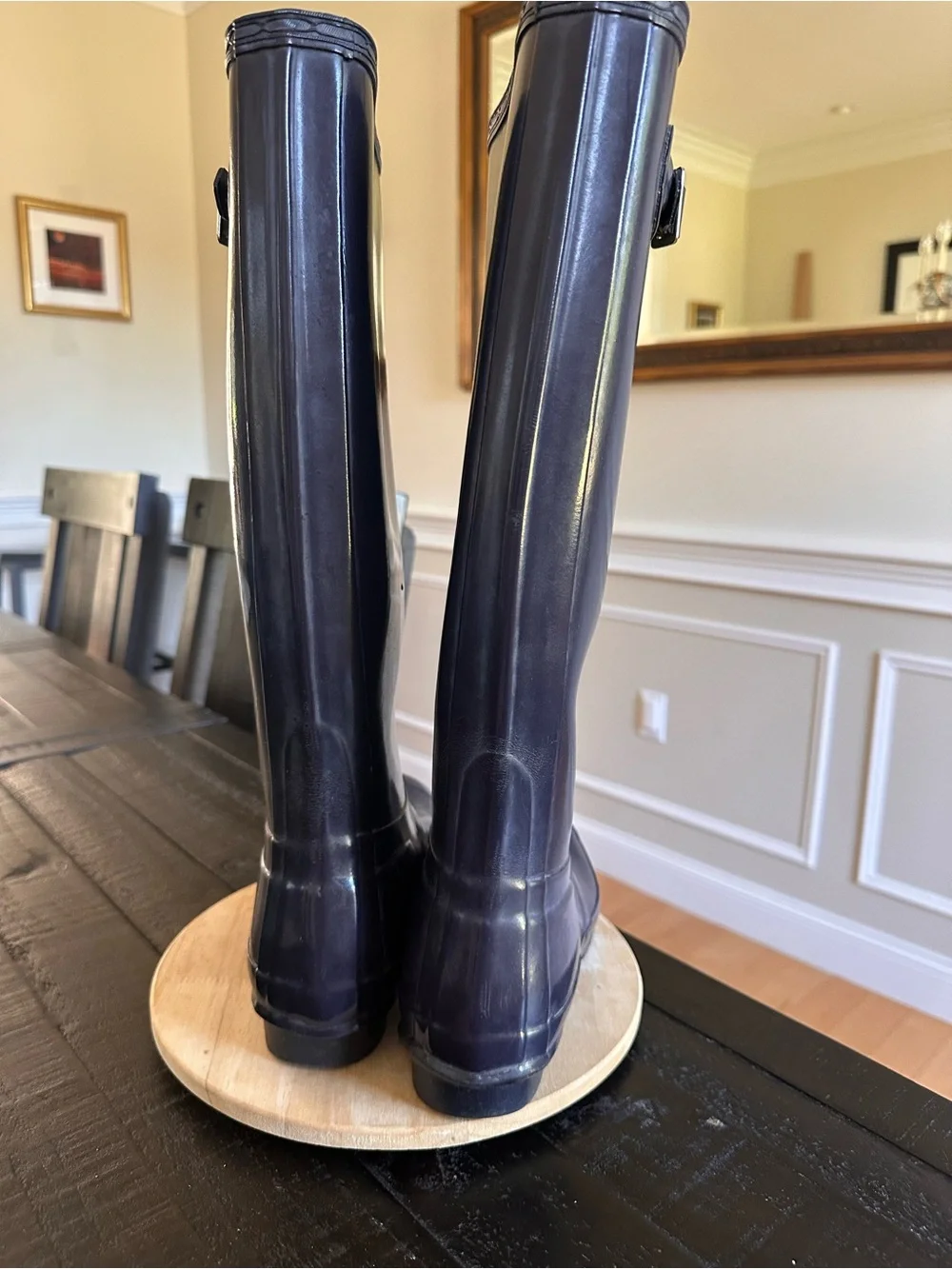 Hunter Glossy Tall deep purple waterproof wellyRain Boots -size 7m